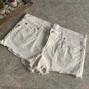 7 For All Mankind Light Peach Distressed Denim Shorts
